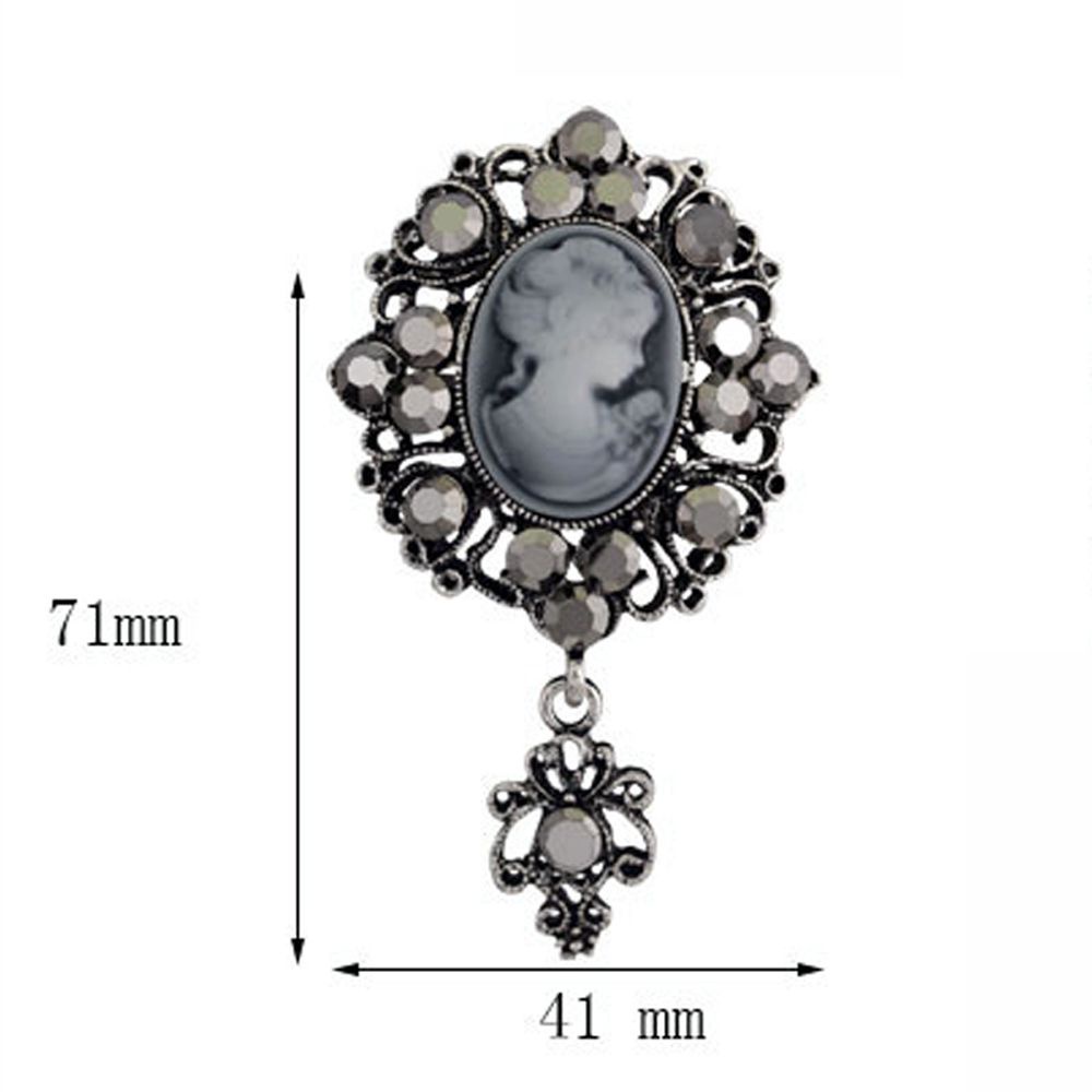 Needway  Crystal Pin Brooch Antique Victorian Stone Cameo Brooch Flower Princess Wedding Party Used for Jewellery Gift Vintage Women Pendant/Multicolor