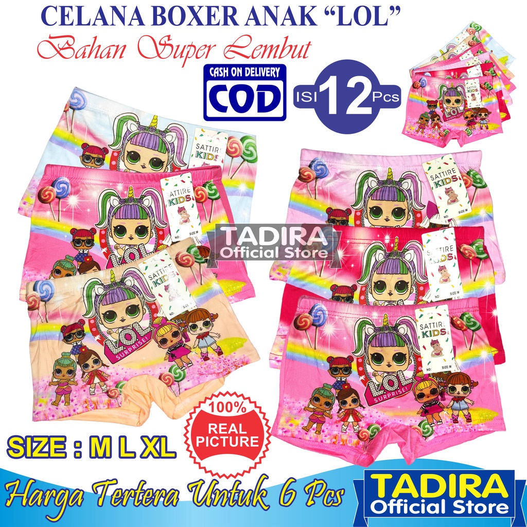 12 Pcs Celana Boxer Anak Perempuan Gambar Kartun Celana Dalam Anak Cewek Karakter Lucu TADIRA Store