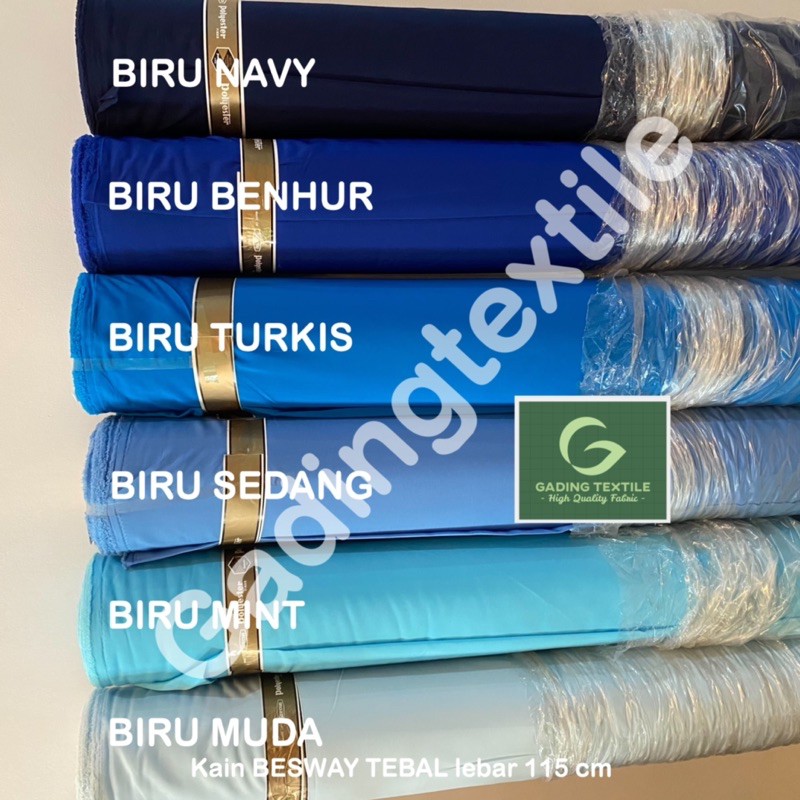 ( per 1 roll ) kain BSY BESWAY TEBAL polyester lebar 115 cm isi 54 meter bahan baju gamis koko kaftan busana muslim kemeja seragam kerudung jilbab hijab printing sublime sublim celana kulot rok dekorasi dekor hordeng gorden taplak meja BUKAN KATUN