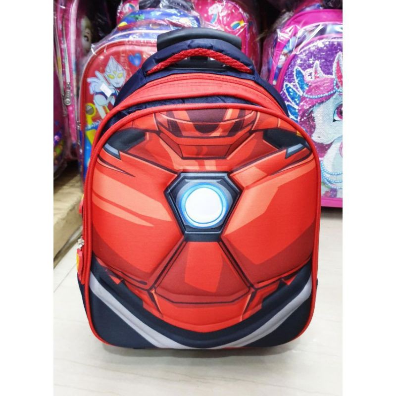 TAS TROLLEY IRONMAN/TAS DORONG ANAK LAKI LAKI UKURAN PAUD TK/TAS KOPER IRON MAN/TAS IRONMAN TK PAUD