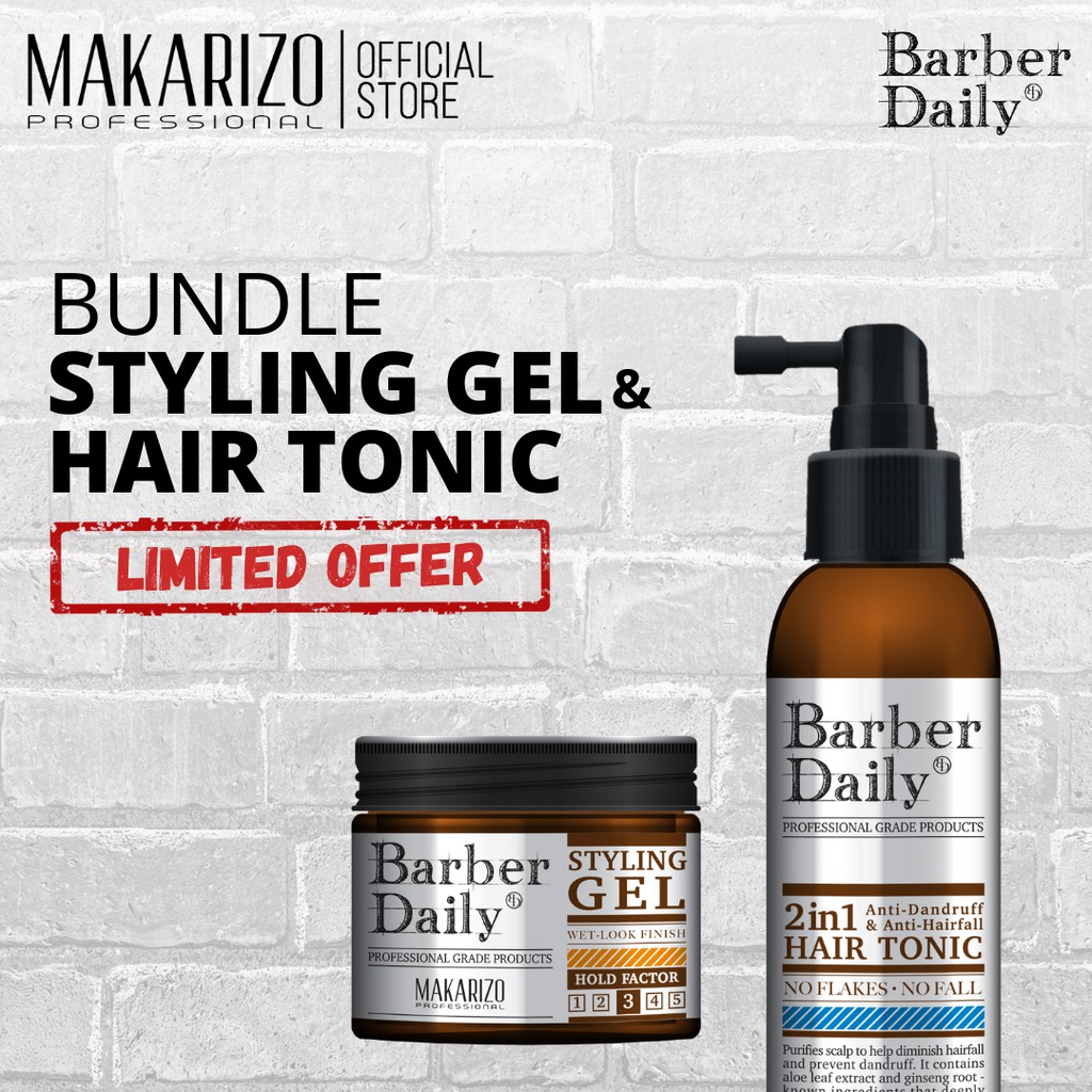 BUNDLE - Barber Daily Wet Look Styling Gel 120 Gr + Hair Tonic 150 Ml ...