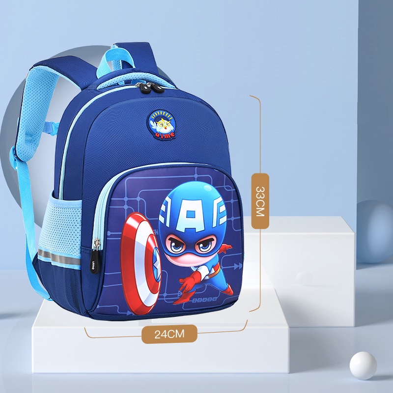 Tas Sekolah Anak Import Premium High Quality Terbaru - Tas Backpack Anak Motif Karakter Lucu -  Tas Ransel Anak Sekolah SD - Tas Anak Karakter Unicorn Captain America Ironman - Backpack Anak Sekolah Unisex [BK12]