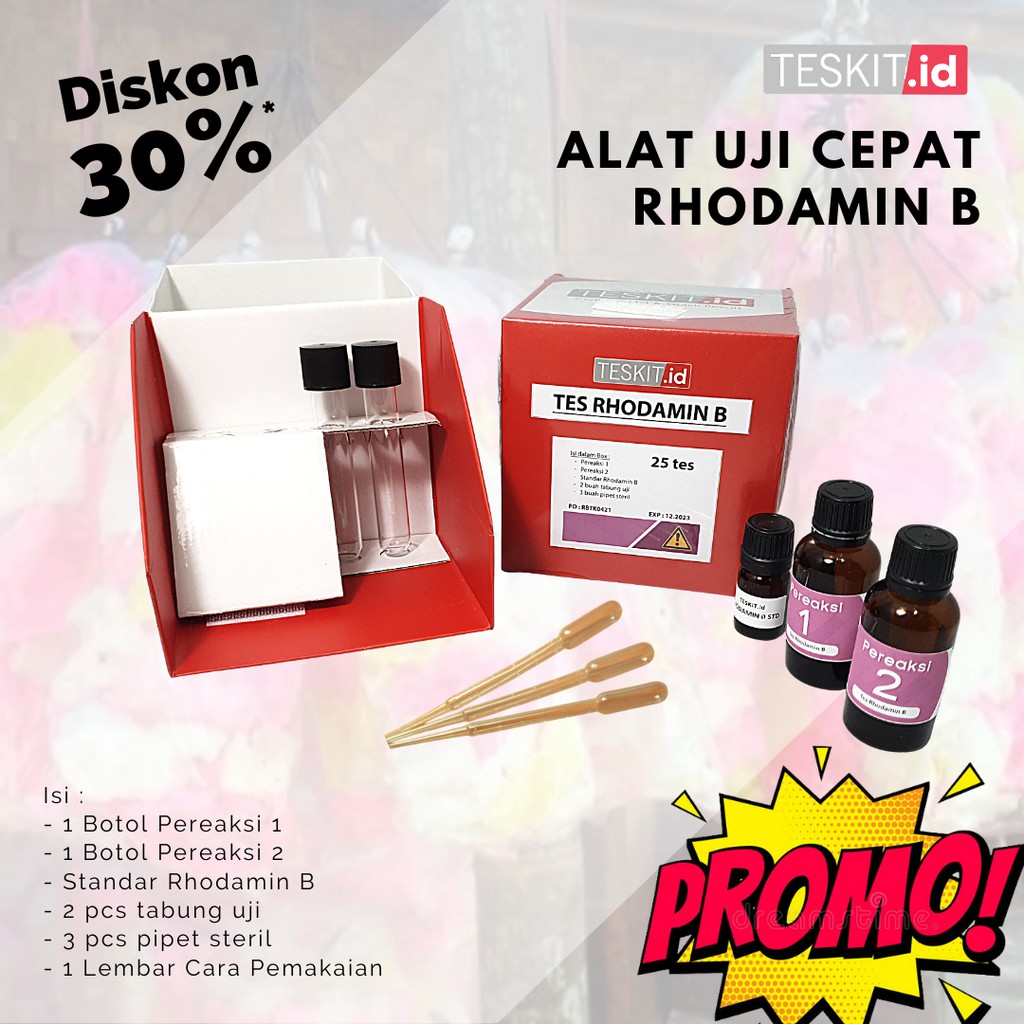 Reagent Test Kit Rhodamin B, Alat Uji Cepat Kandungan Rhodamin B Isi 25 Test