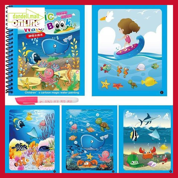 

U8Tyrt67- Magic Water Book - Buku Gambar Anak - Mainan Mewarnai - Sea Animal E3Yrf797-