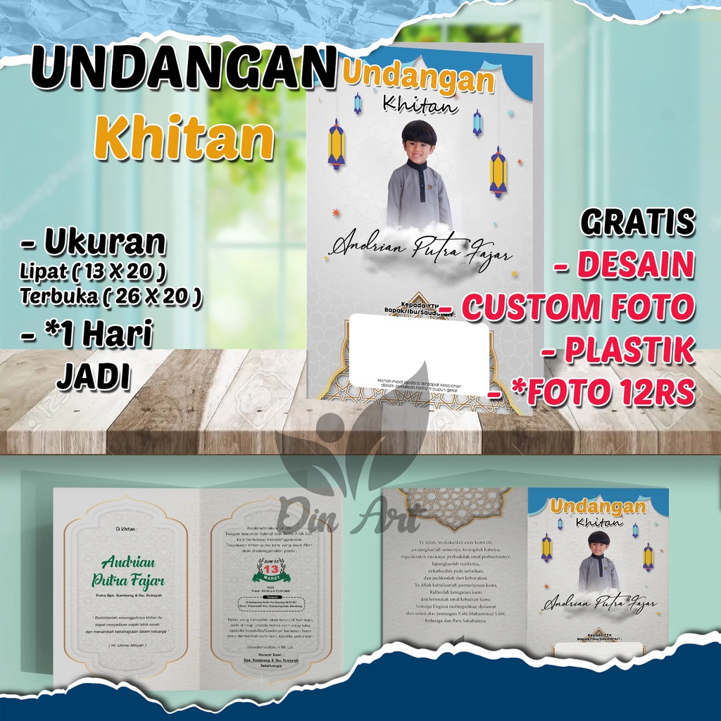 (UK. 26X19) UNDANGAN KHITAN CUSTOM FOTO ANAK / UNDANGAN ACARA KHITANAN