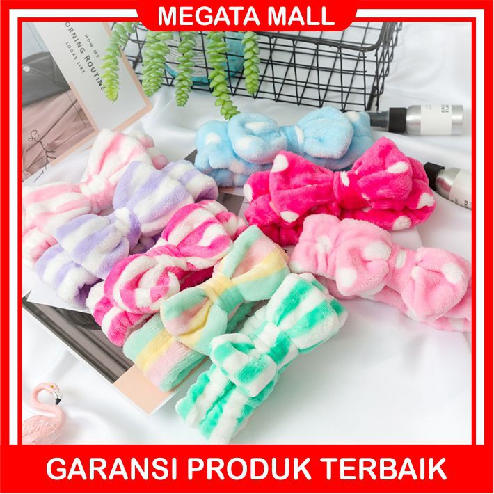 ♫ Megata ♫ A084 Bando Pita Motif Polkadot Ikat Rambut Mandi Fashion Korea Import