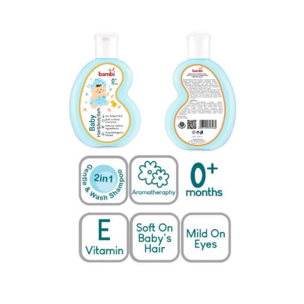 Bambi Baby Hair & Body Bath 2 in 1 / Sabun Shampoo Anak