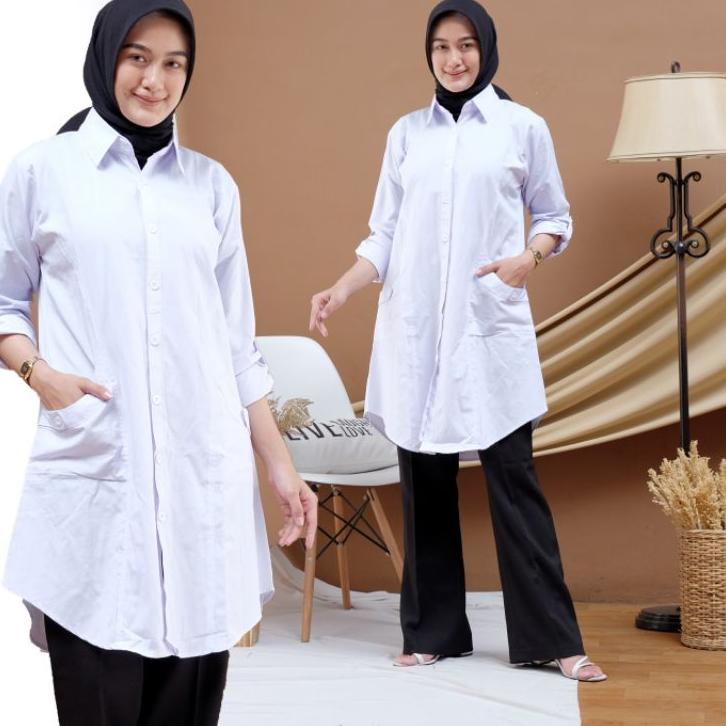 KEMEJA PUTIH/KEMEJA KANTOR/TUNIK POLOS PUTIH/BAJU PPL/BAJU PNS/JuBii.id 