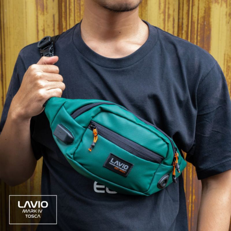 Tas Selempang Pria Waist Bag Original Lavio Mark IV Slot USB Slot Headset