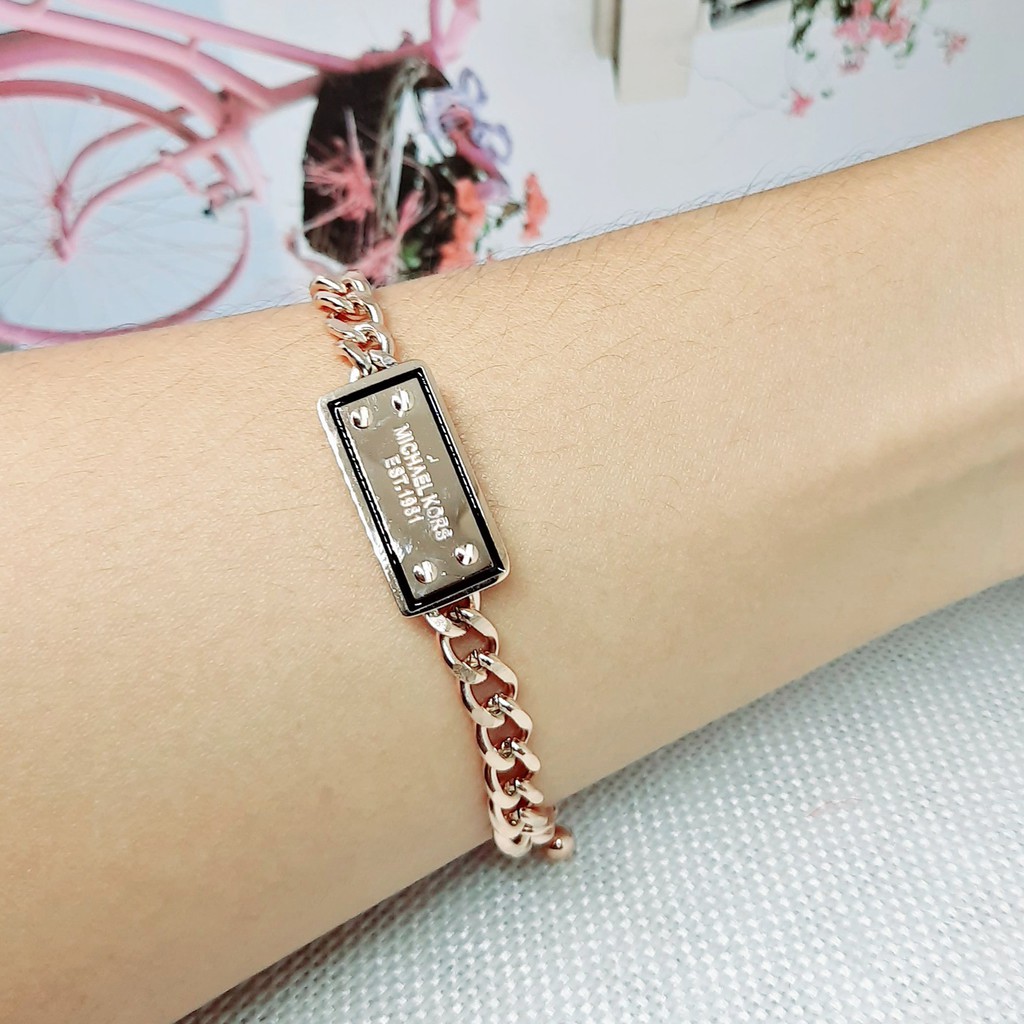 Gelang Titanium Rantai Tebal Motif Plate Rose Gold - BB562