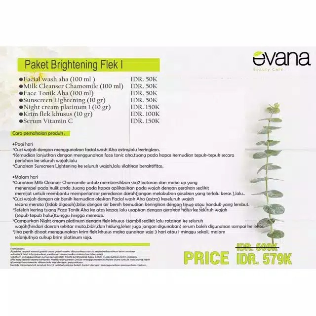 PAKET BRIGHTENING FLEK I EVANA BEAUTY CARE BPOM