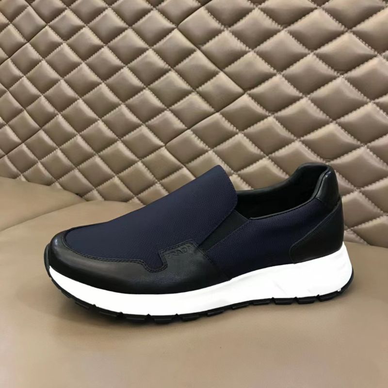 sepatu pria pr4da sneaker slip on mirror top men shoes run away biru