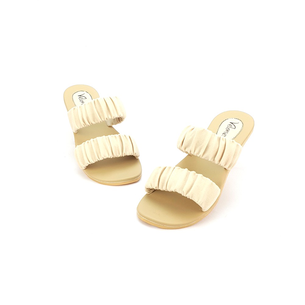 Sandal Kerut Nonslip Wanita Sendal Ruffle Slop Velonesia Emilia Series - Lisa