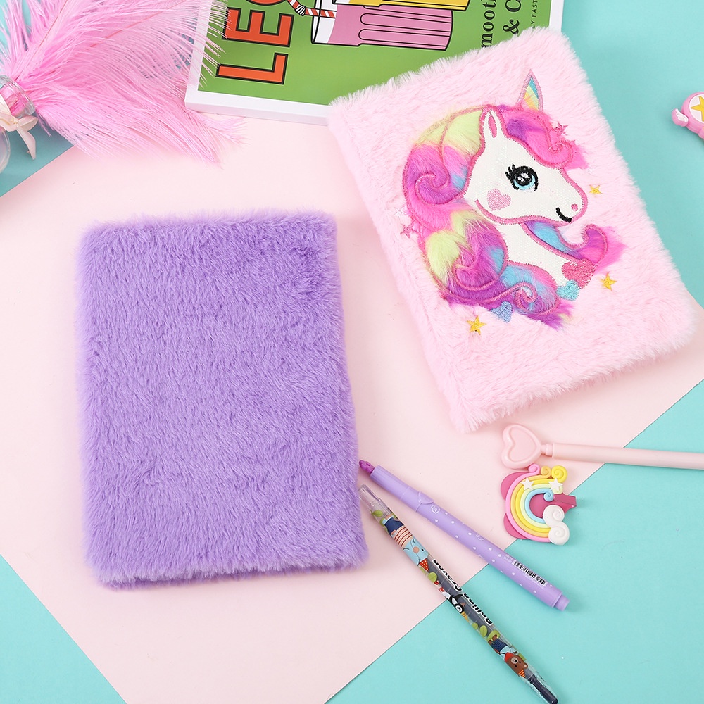 Notebook buku bulu karakter unicorn kelinci cat panda rubah teddy bear lucu diary anak import buku agenda unicorn kado ultah anak perempuan