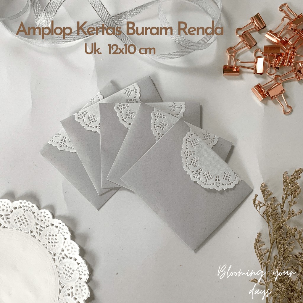 5Pcs Amplop Kertas Buram Klasik Mini Warna Abu