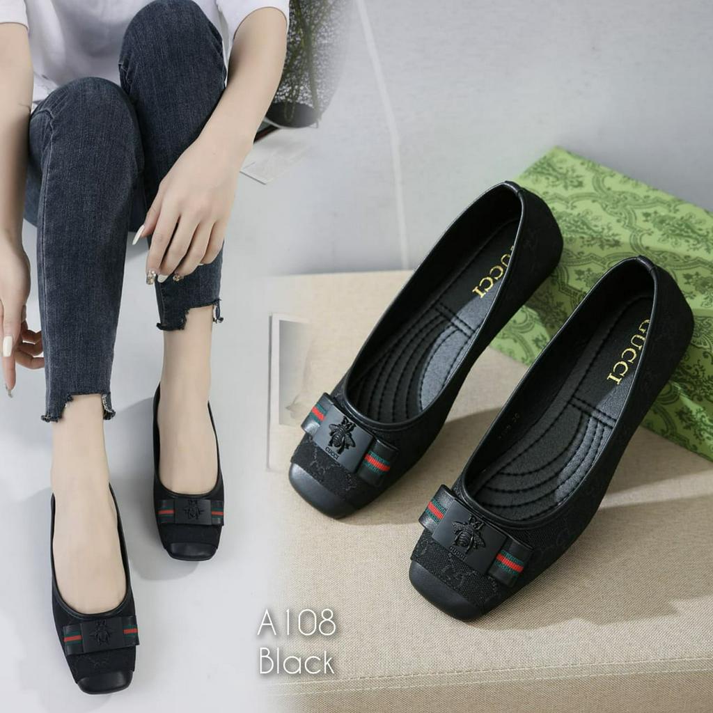 SEPATU WANITA IMPORT FLAT KAIN KANVAS LEMBUT G0CC1 KODE: A108