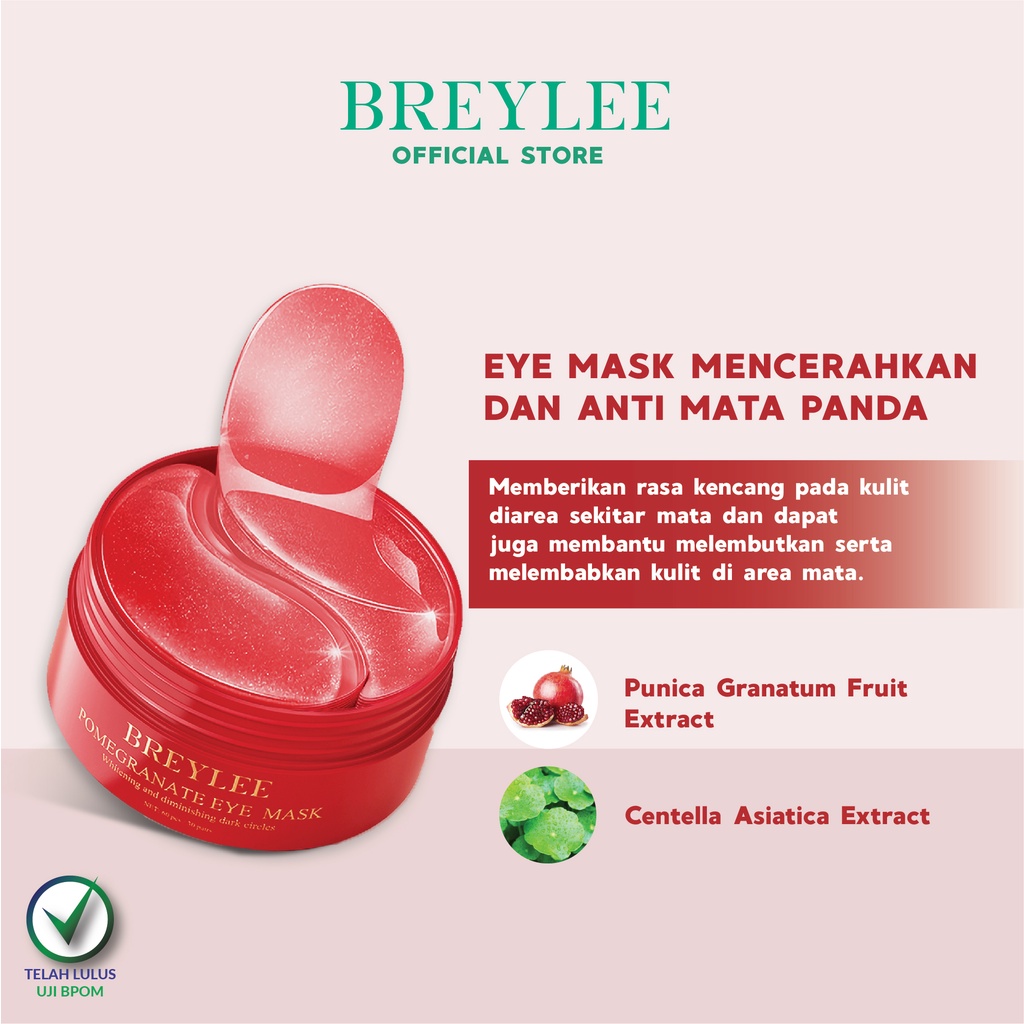 Masker Mata Panda BREYLEE Pomegranate Eye Mask - Breylee Eye Mask Whitening , Melembabkan, Mencerahkan &amp; Anti-Aging Area Sekitar Mata (60 pads)