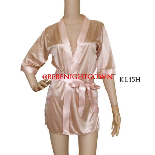 (BEST SELLER) SET KIMONO TIDUR SEXY LINGERIE LACE SATIN NUDE WANITA KL15H