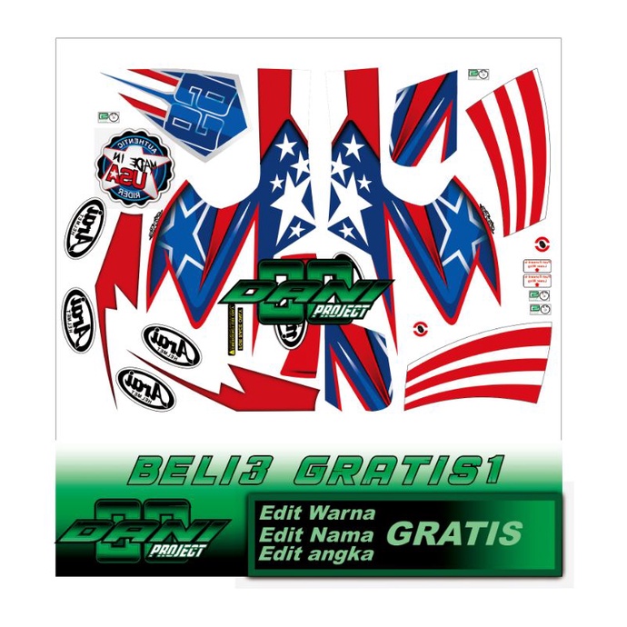 water decal helm motif hayden SB(BUKAN STIKER)