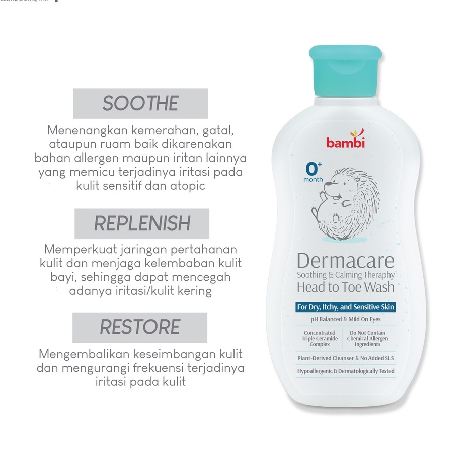 BAMBI Baby Dermacare Daily Soothing &amp; Calming Theraphy Head To Toe Wash 200ml