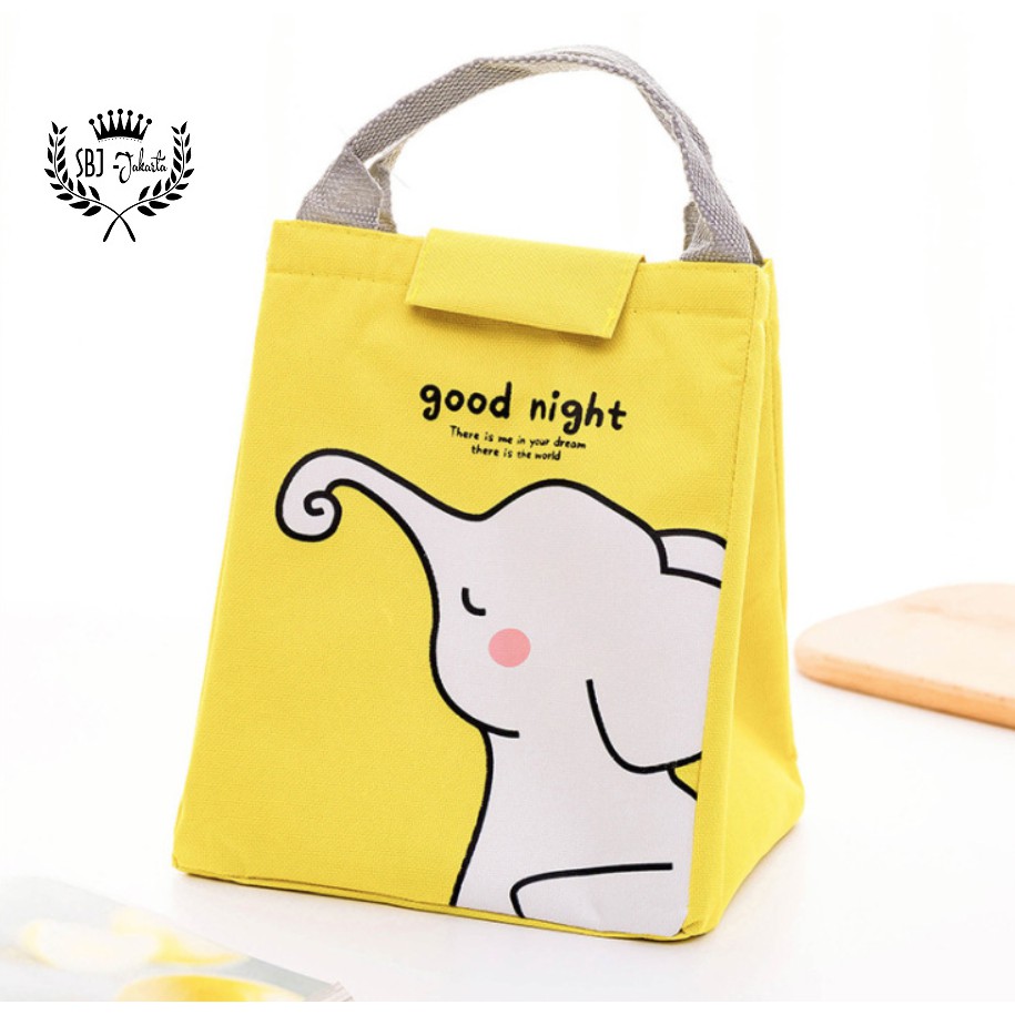 Lunch bag Tas bekal Insulated lunch bag seri HAPPY LIFE UKURAN BESAR