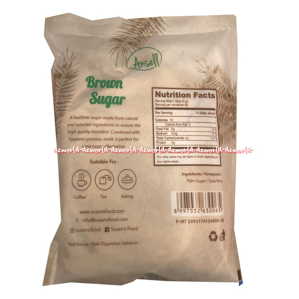 Ansell Brown Sugar Gula Nira Gula Jawa Bubuk 250gr Gula Cokelat Ansel