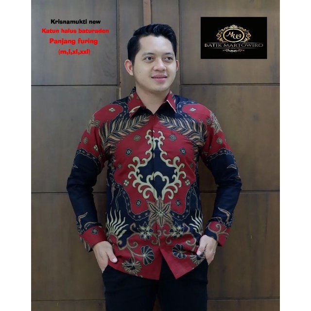 KEMEJA BATIK PRIA LENGAN PANJANG RANTING MARRON LAPIS FURING KATUN KRISNA MUKTI NEW