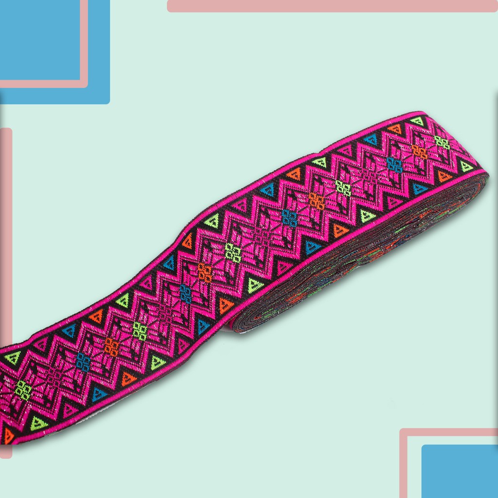 Aksesoris Pita Renda India Bordir Full Payet Motif Zig Zag C53576