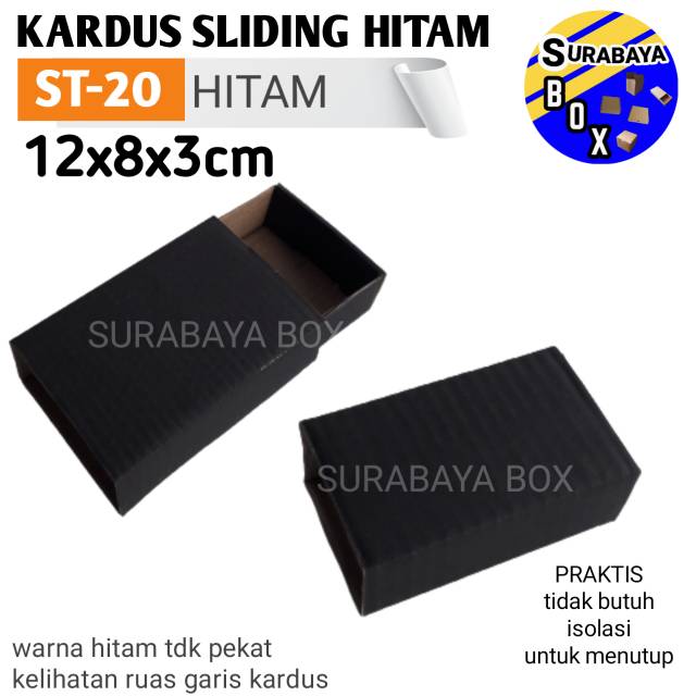 

KOTAK SLIDING ST-20 HITAM KARDUS KARTON BOX DUS HP AKSESORIS SOUVENIR
