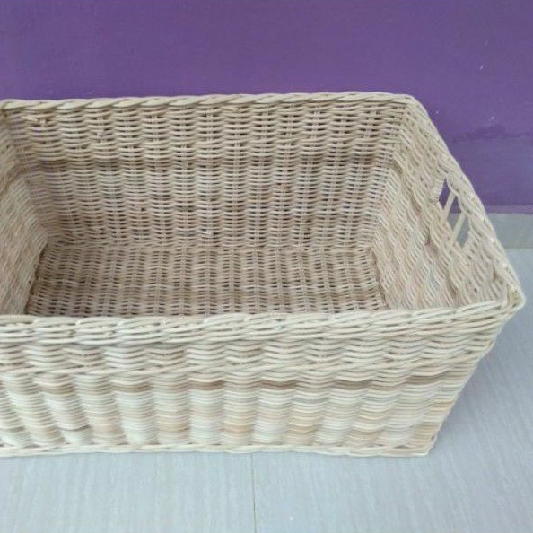 Keranjang rotan persegi panjang kotak penyimpanan barang besar 60x40x30 cm