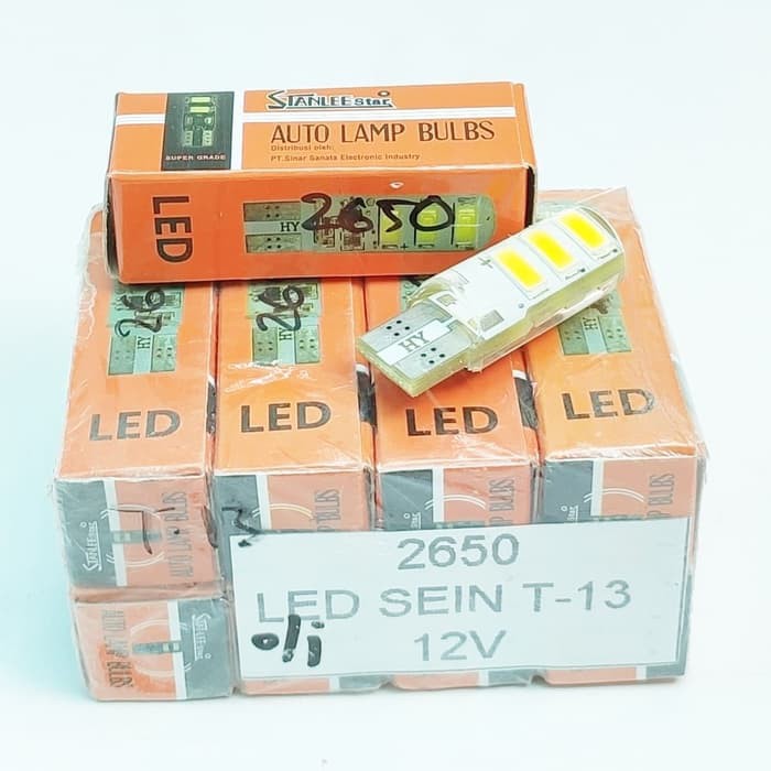 BOHLAM LAMPU LED SEIN 2650 T-13 12V MERK STANLEE STAR ( 6000k )