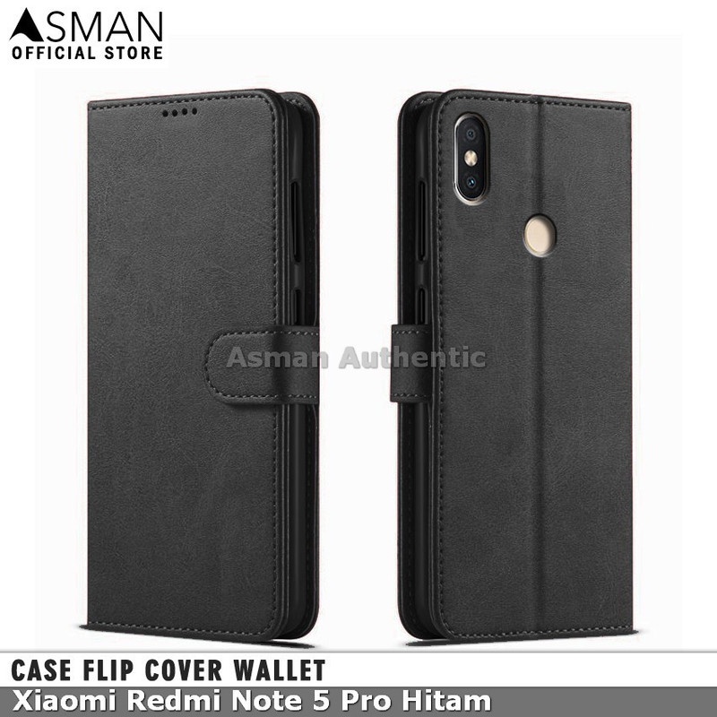 Asman Case Xiaomi Redmi Note 5 Pro Leather Wallet Flip Cover Premium Edition