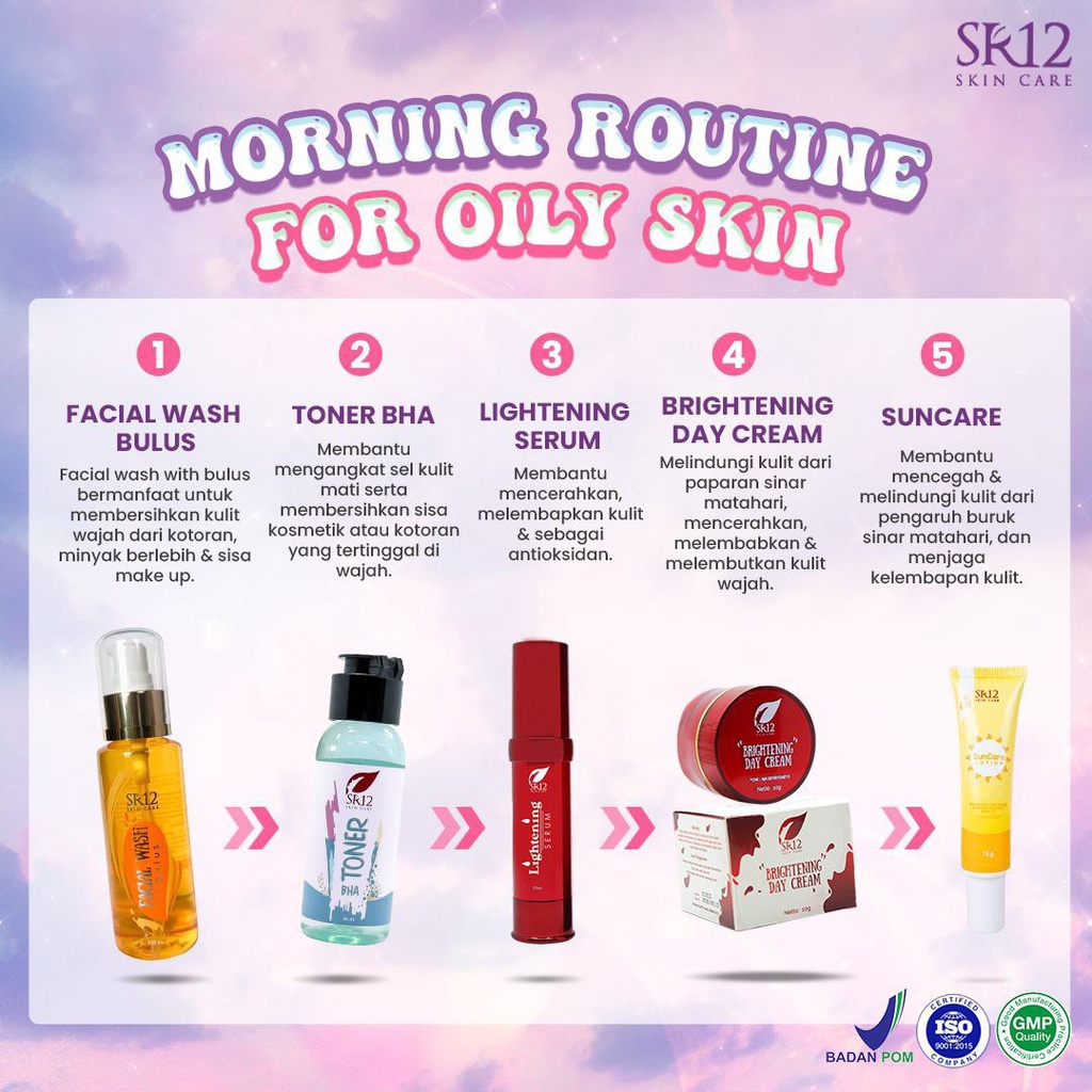 SR12 Krim Pemutih Wajah Brightening Day Night Cream Melembabkan Kulit Wajah BPOM