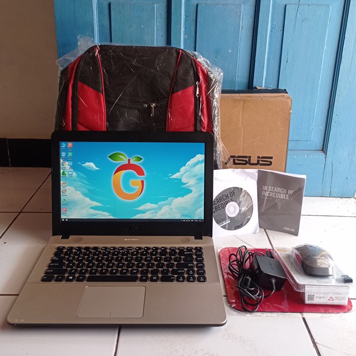 Asus X441N Fullset Lengkap  Slim tipis Intel SSD 128 GB Bluetooth Windows 10  Laptop Second Bekas Mu