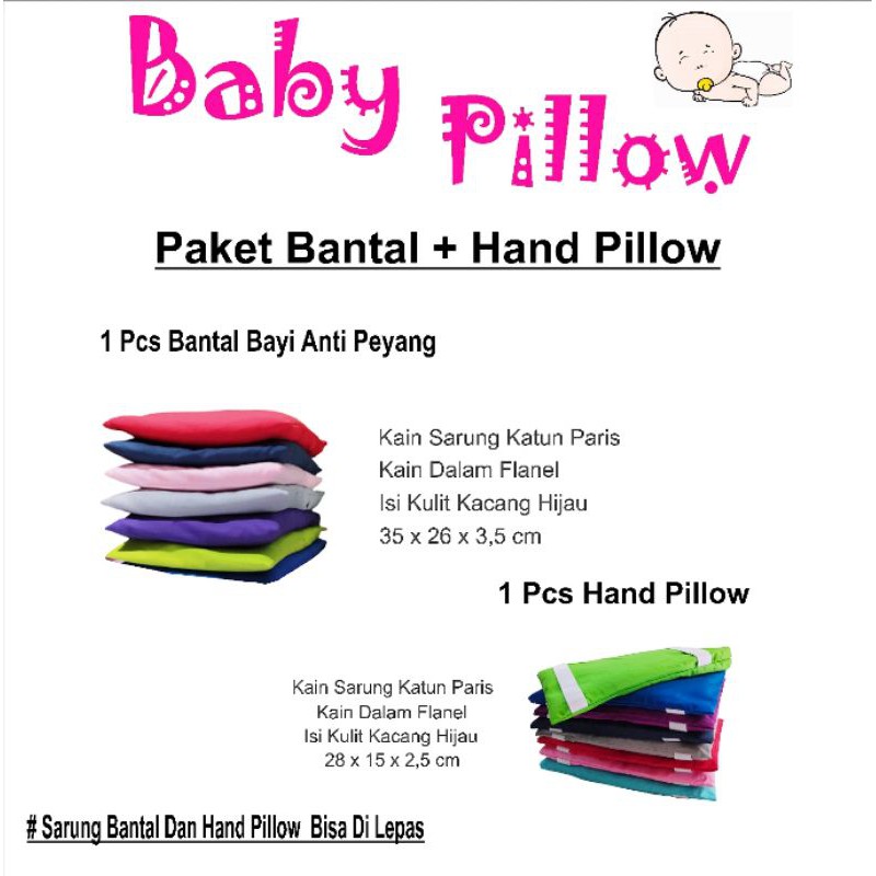 Paket Baby Pillow Bantal Bayi Anti Peyang dan Hand Pillow