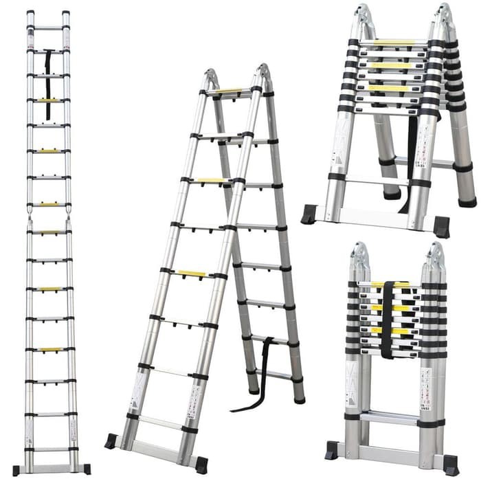 TANGGA DOUBLE TELESKOPIK 2,5+2,5 Meter TELESKOPIK MB tools 7 METER BERKUALITAS Tangga teleskopik 3,6