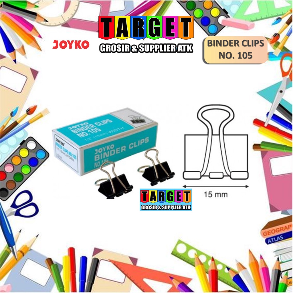 

Binder Clip / Klip / Penjepit Kertas Joyko 105 / 1 BOX 12 PCS