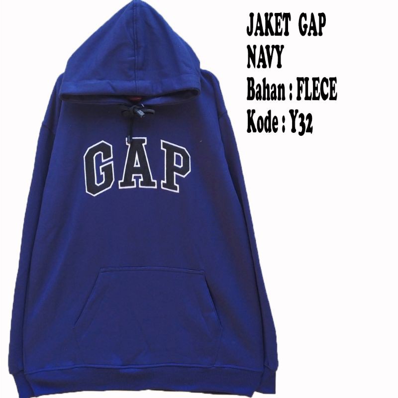 Jaket hoodie gap navy  premium bordir hitam T32