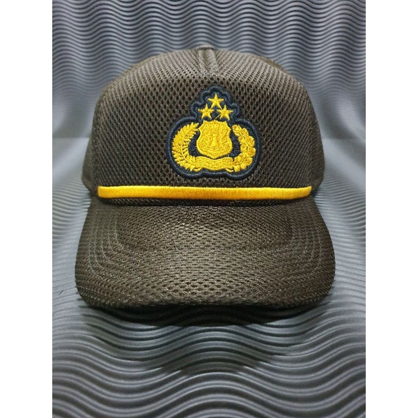 Topi jaring polisi lama coklat | Topi jala coklat pama  | Topi jaring pama coklat | topi pria dewasa