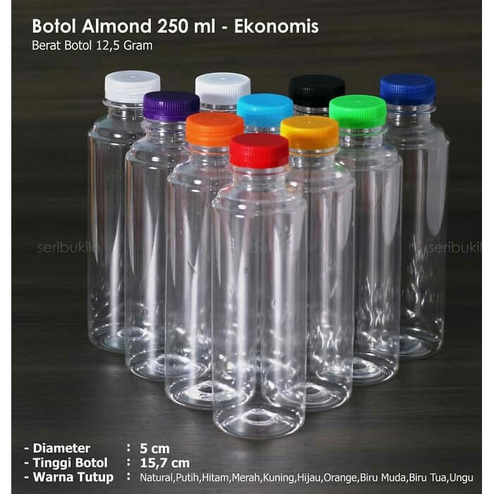 BOTOL ALMOND 250 ML MURAH 50 BIJI FREE PACKING DUS