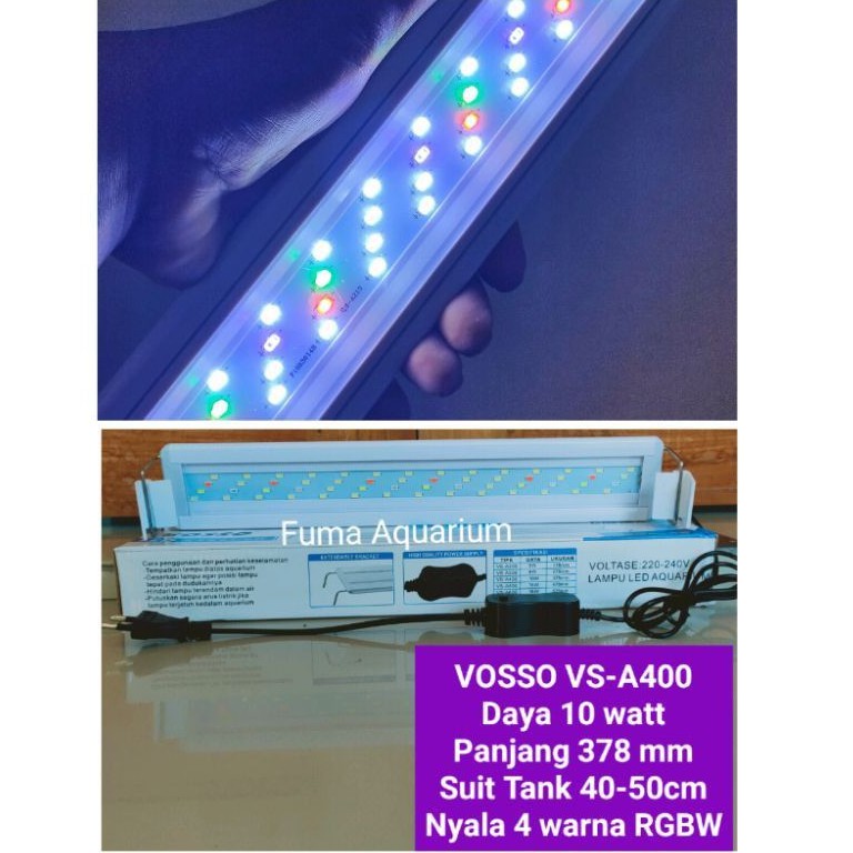 Lampu Aquarium Aquascape 4 warna RGBW VOSSO VS-A40O 10 watt Tank 40-50cm