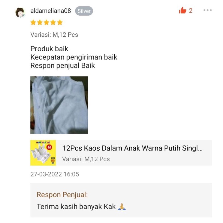 12 Pcs Kaos Dalam Singlet Anak Perempuan/Pria Kiki Putih Murah