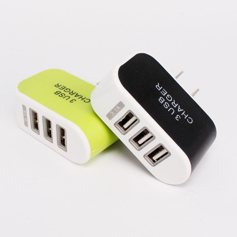 1pc Adapter Charger Dinding 3 Port USB 3.1A Portable Warna Permen Untuk Travel