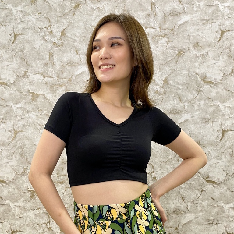 MODAVIE - CLAUDIA CROP TOP Baju Wanita Crop Top Korea Basic Crop Tee Korean Kaos Wanita Slim Fit