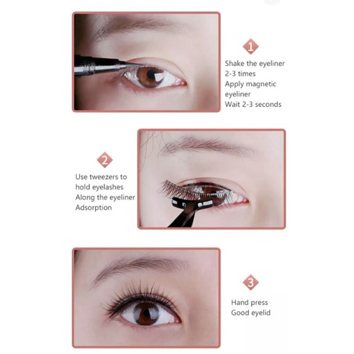 Bulu mata MAGNET 3 Pasang set Eyeliner &amp; Alat pemasang (1 set isi 3 model bulu mata)