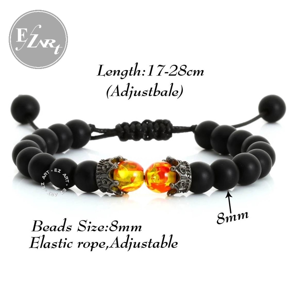 GELANG MAHKOTA CROWN MANIK BATU ALAM ASLI HITAM ONYX BLACK LAVA DOFF KESEHATAN PRIA WANITA