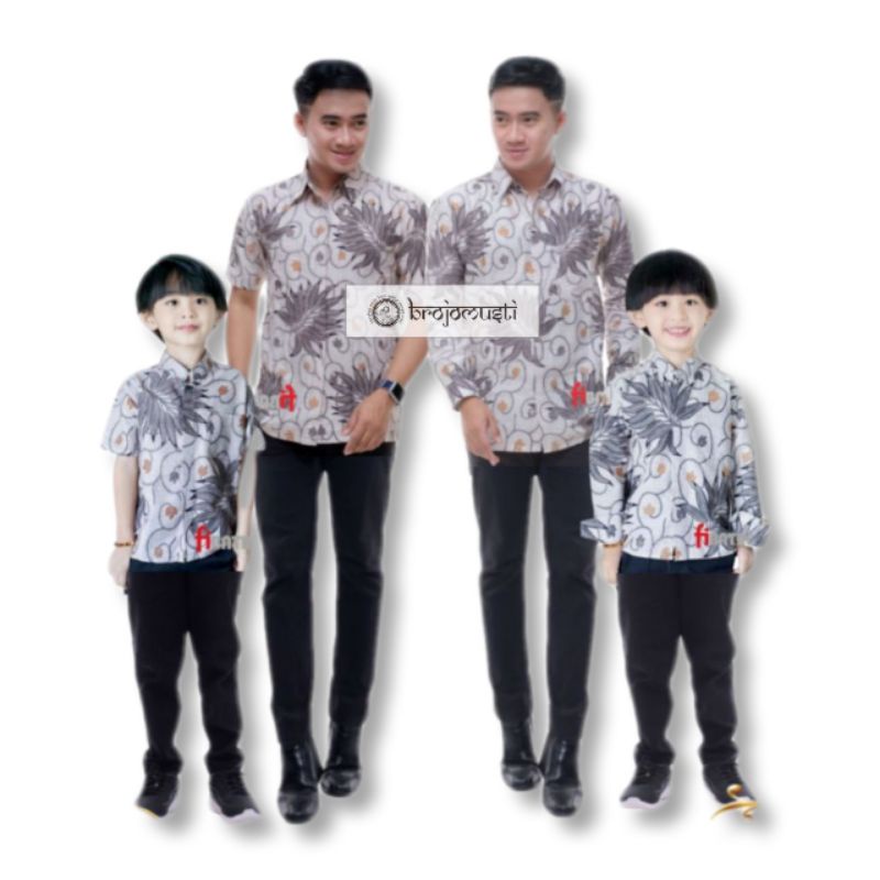 COUPLE BATIK KELUARGA AYAH DAN ANAK - BAJU BATIK AYAH DAN ANAK LAKI-LAKI - KEMEJA BATIK ANAK LAKI-LAKI LENGAN PENDEK UMUR 2-12 TAHUN - SARIMBIT BATIK