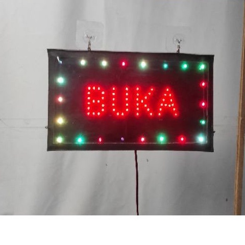 tempel di kaca tulisan led sign nempel kaca BUKA