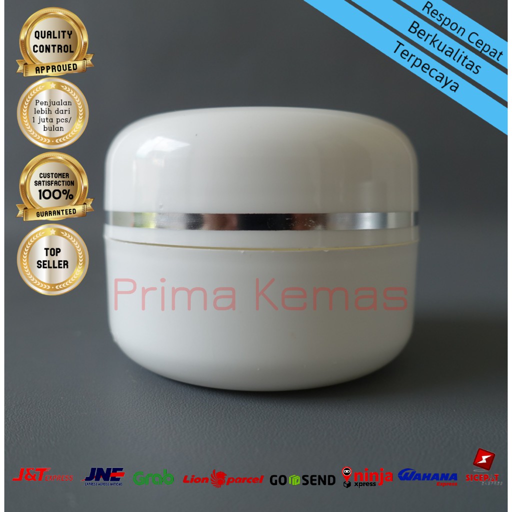 Pot Krim 20 gr - pot kosmetik - pot cream ekso - Pot Cream 20 gr Putih Putih List Silver