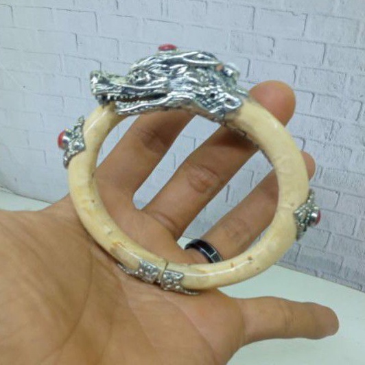 gelang akar bahar putih alpaka asli